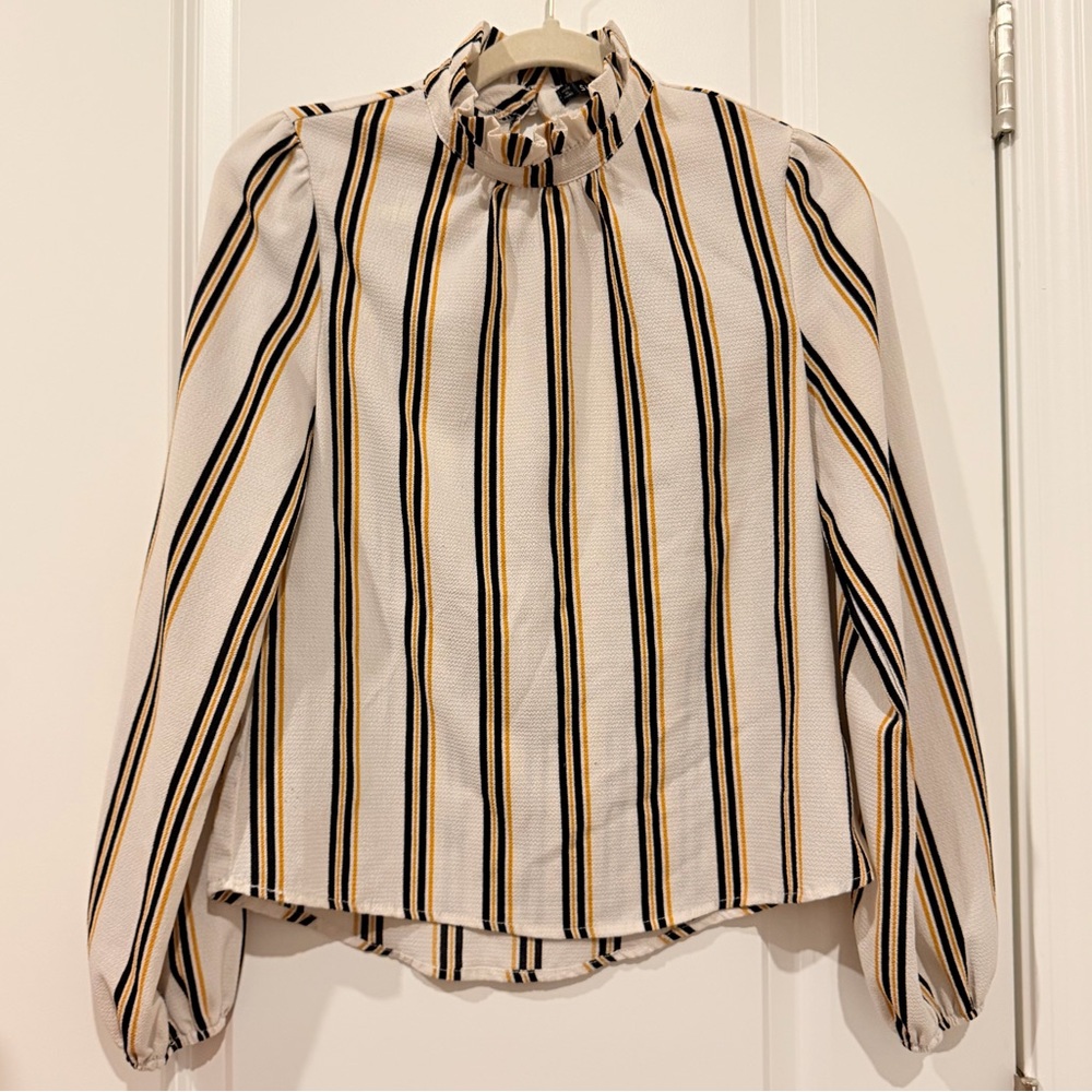 Striped High-Neck Blouse